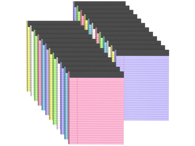 24 Pack Colored Legal Pads 8.5 x 11 Wide Ruled Note Pads 8.5 x 11 Notepads Writing Pads with Sturdy White Back, 30 Sheets Per Notepad, Multicolor...