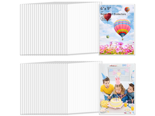 50PCS 6' x 9' Rigid Print Protectors Clear Hard Plastic Large Card Sleeves for Jumbo Card, Top Loading Rigid Card Sheet Protectors for Postcards,...