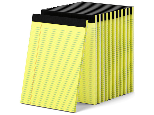 12 Pack Yellow Legal Pads 8.5 x 11.75 College Ruled Yellow Note Pad Narrow Ruled 30 Sheets Notepads Perforated Writing Pad Clear Print 8x11 Legal...