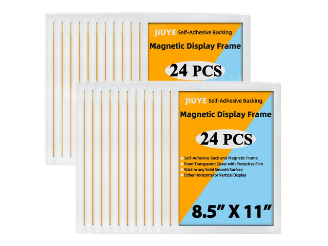 24Pcs Magnetic Paper Sign Holder 8.5x11,Magnet Closure Display Frame Self-Adhesive Document Holder,Clear Surface for Dry Erase,Wall Mount for Home...