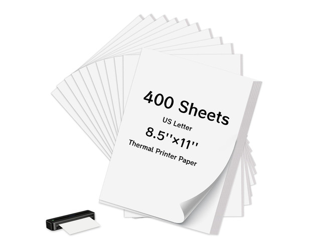 400 Sheets Thermal Printer Paper 8.5 x 11 Inch US Letter Size Safe BPA-Free Compatible with Most Portable Printers M08F-Letter M832 M834 and MT800,...