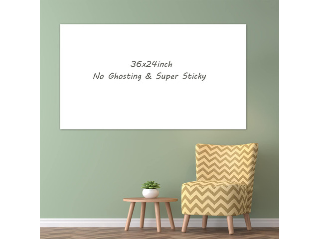 White Board Wallpaper, Whiteboard Contact Paper, 36' x 24' Super Sticky Whiteboard Sticker Wall Decal on Wall, Table, Doors, No Ghosting,1 Piece...