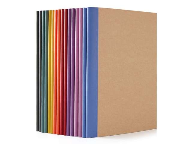 16 Pack Composition Notebooks Bulk, Kraft Cover Lined Blank College Ruled Composition Travel Journals with Jewel Tone Spines For Women Students, 60...