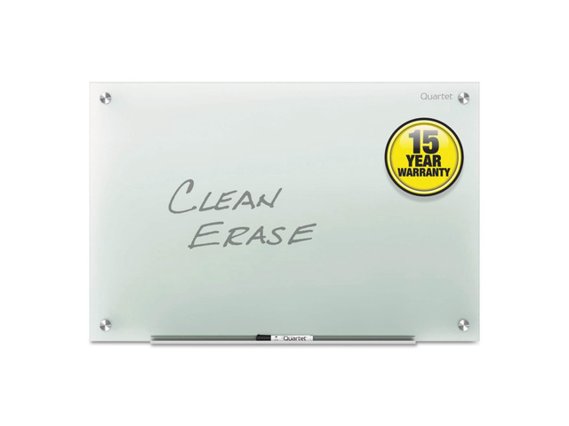 Glass Whiteboard, Non-Magnetic Dry Erase White Board, 24' x 18', Infinity Frameless Mounting, Includes Dry Erase Marker, Frosted White (G2418F)