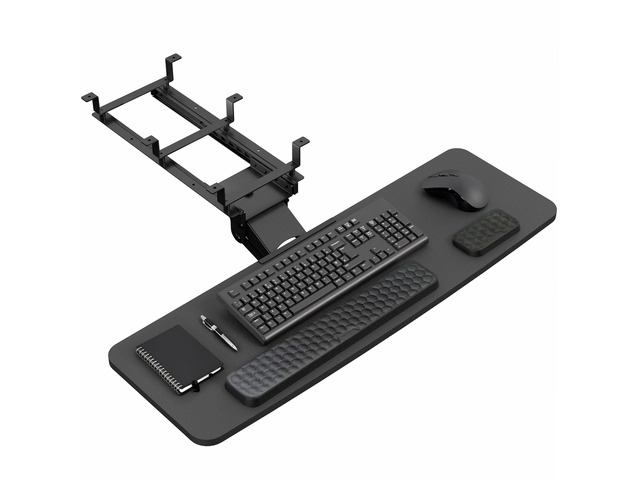 Premium Black Under Desk 34 x 11 in Keyboard Tray, MOUNT-KB34P-B Deluxe Adjustable Computer Keyboard & Mouse Platform Tray, Ergonomic Under Table...