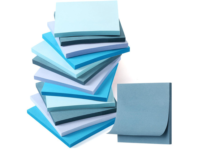 12 Pads Blue Sticky Notes 3x3 50 Sheets Self Stick Notes Pads Memo Earth Tone Office Supplies Vintage Aesthetic School Accessories Easy to Peel...