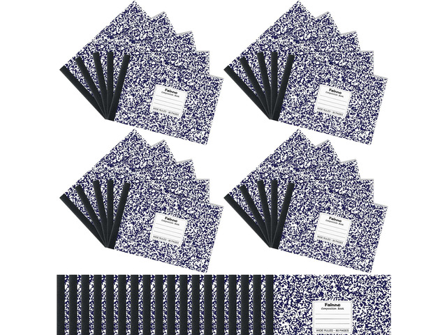 Half Composition Books,Purple,Snowflake 20 Pack Bulk Journals for School Students, Wide Ruled 80 Sheets, 11/32 Inch Spacing, 4-7/8x7-1/2 Size,...