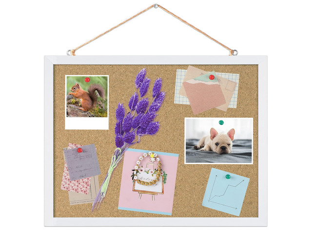Small Cork Bulletin Board for Wall 15.7x12 Inch White Wood Frame Natural Cork Material, Home Office Message Board, Hanging Photos and Vision...
