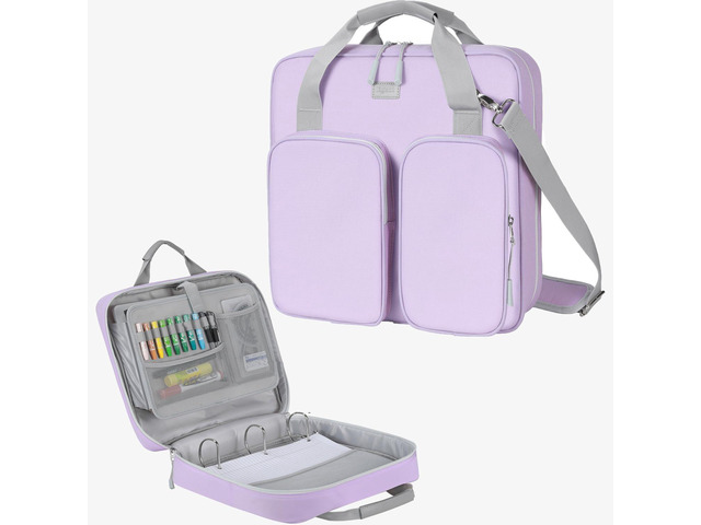 4 Inch Zipper Binder 3 Ring with Shoulder Strap,Tough/Multi-Pocket Binder Bag with Laptop organizer for School Travel,Fit 13' MacBook & Tablet,800...