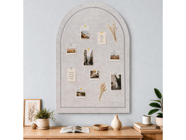 Arched Felt Bulletin Board, Sized 36' x 24' Cork Board Alternative Grooved Edge Foldable for Office & Wall, Foldable Picture Self-Adhesive Boards...