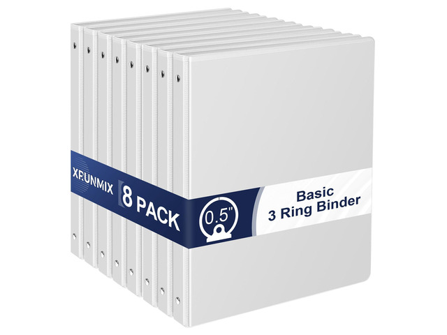 0.5-Inch 3-Ring-Binder with Pockets, 1/2'' Basic Binders 1-inch View Round Binders Holds 100 Sheets US Letter Size 8.5'' x 11'' - Bundle Packs...