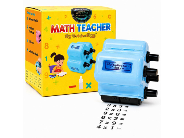 Math Teacher 4-in-1 Math Roller Stamp, Math Facts Practice Worksheet Maker for Kids Ages 5-9, 1st 2nd 3rd Grade Classroom Must Haves, Homeschool,...