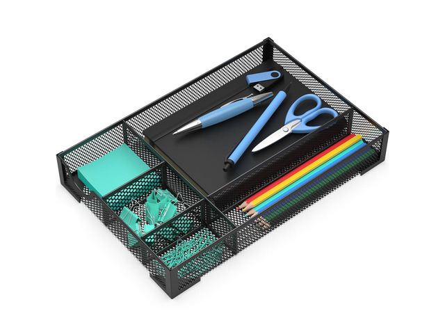 Desk Drawer Organizer, Office Desk Organizer Tray with 5 Dividers, Pen Pencil Drawer Organizer for Office Supplies, Desktop, Bathroom, Kitchen,...
