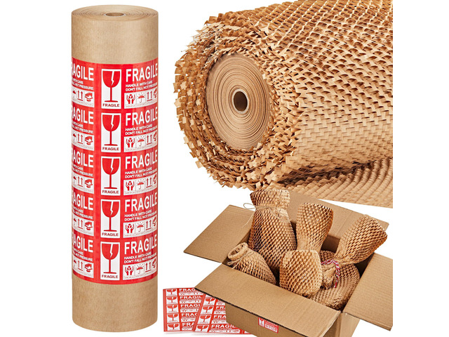 Honeycomb Packing Paper, 15' x 200' Packing Wrap Roll for Packing Recyclable Honeycomb Packing Paper For Moving W/ Cushion Protection, Gift...