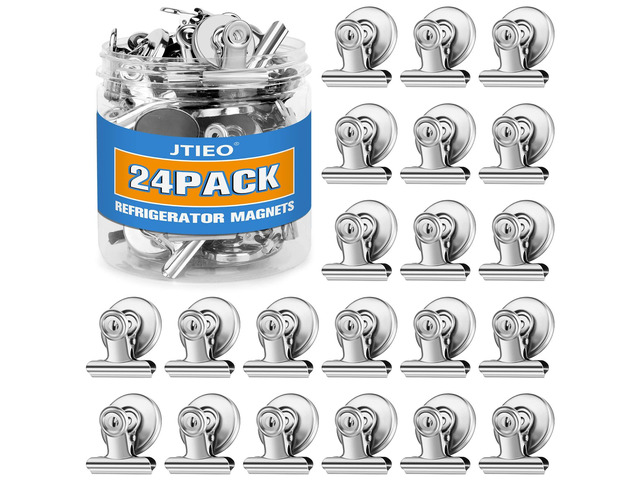 24 Pack Magnetic Clips Fridge Magnets Heavy Duty Magnet Clips for Whiteboard & Refrigerator Wide Scratch Safe Best for House Office School Use