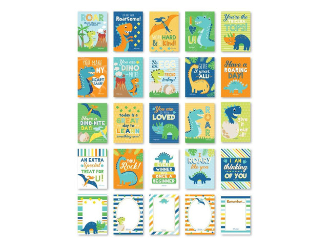 25pcs Lunch Box Notes for Kids, Lunchbox Cards with Positive Affirmations Dinosaur Inspirational and Encouragement Lunchbox Note for Girls and...