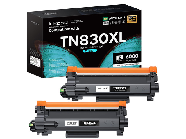 TN830XL TN830 Toner Cartridges for DCP-L2640DW HL-L2460DW, 2 Pack Black Compatible with Brother HL-L2405W MFC-L2820DW HL-L2480DW Printer, 3000...
