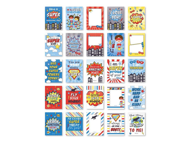 25pcs Lunch Box Notes for Kids, Lunchbox Cards with Positive Affirmations Superhero Inspirational and Encouragement Lunchbox Note for Girls and...