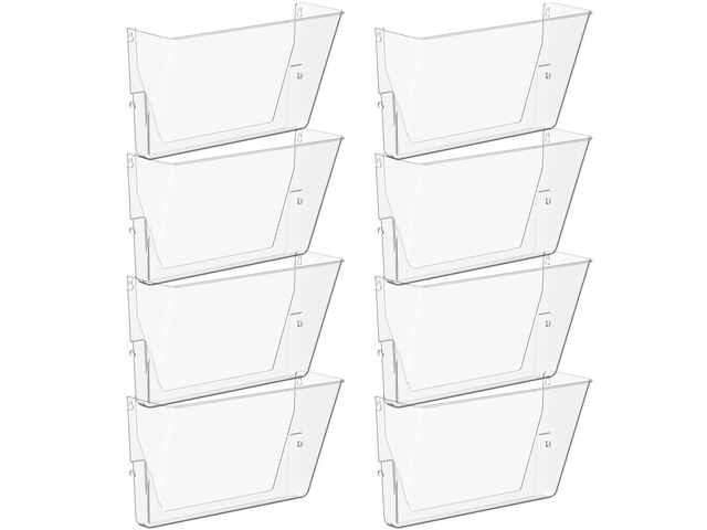 Single Pocke Wall Mount File Holder Organizer (Clear, 8 Pack) Acrylic Hanging Wall Organizer, Plastic Wall Mount Mails Magazines Organizer for...