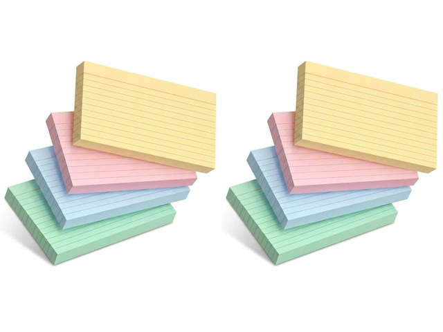 Pastel 3' x 5', 180 Lined Index Cards, Note Cards, Flash Cards (Pack of 2)