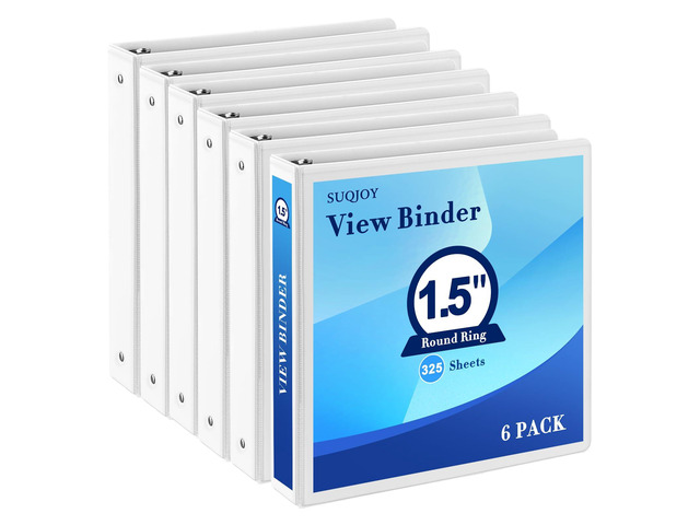 1.5-Inch 3-Ring Binder with Pockets, 1-1/2 Clear View Binders,PVC Free, White Binder Holds up to 325 Sheets US Letter Size, Perfect for...
