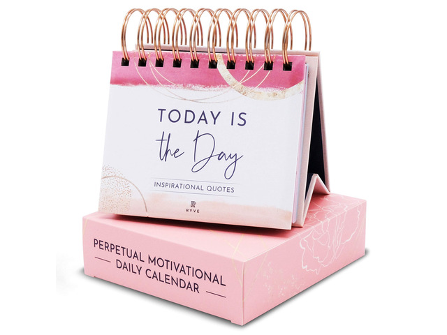 Pink Motivational Calendar Daily Flip, 366 Quotes, Office Decor for Women Inspirational Perpetual Desk Calendar, Positive Affirmations & Quotes,...