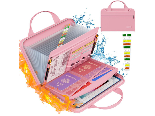 Fireproof Accordion File Organizer, 13 Pocket Expanding File Folder Document Organizer with Handle, File Folder with Multi-Pockets Paper Organizer...