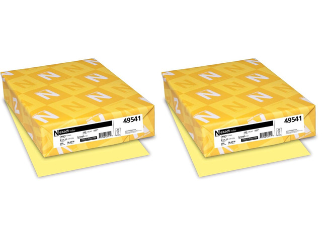 Neenah Paper Exact Index Card Stock, 110 lb Index Weight, 8.5 x 11, Canary, 250 Count (Pack of 2)