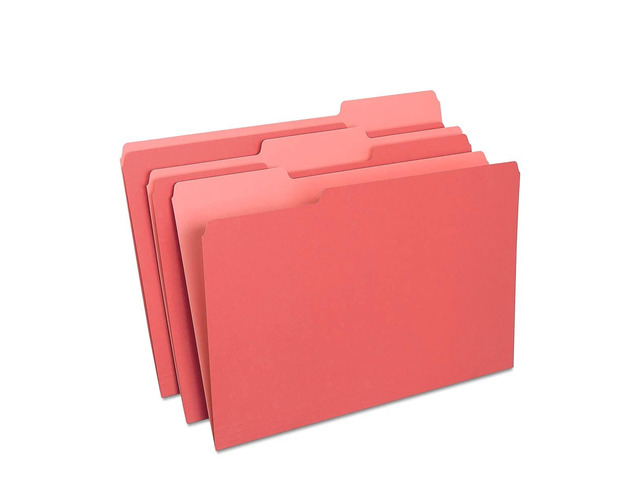 File Folders, Legal Size, 1/3-Cut Tabs, Red, 200/Carton Durable paper stock for everyday legal-size document organization