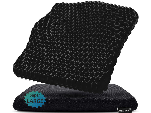 Gel Seat Cushion for Long Sitting, 19' x 18' Super Large & Thick Gel Cushion for Tailbone Pain Relief, Sciatica Seat Cushion for Office Chairs,...