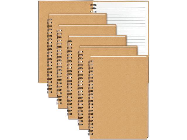 6Pack Spiral Notebook, 5.7x8.3 Small Notebooks for Work 120 Page Note Pads Multipack Blank Kraft A5 College Ruled Notebook Journal Spiral Bound for...
