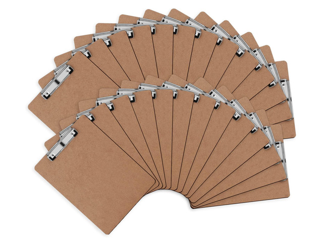 26 Pack Hardboard Clipboards, Low Profile Clip, A4 Letter Size Wood Clipboards, 12.5 x 9 Inch Clip Boards, Fit 8.5x11 Letter Size Paper, Office,...