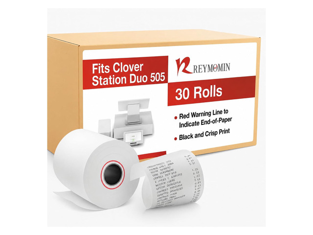 Thermal Paper for Clover Station P100, P500 & Clover Duo C505-30 Rolls 3.12 inch x 230 ft - BPA Free