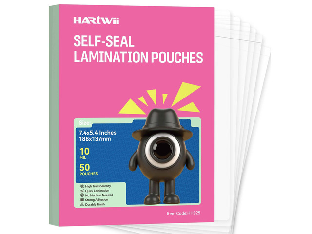50 Pack Self-Sealing Laminating Pouches 5x7 Inch,10 Mil Thick Double-Sided Self Adhesive Lamination Pouches,Waterproof Photo Laminating Sheets No...