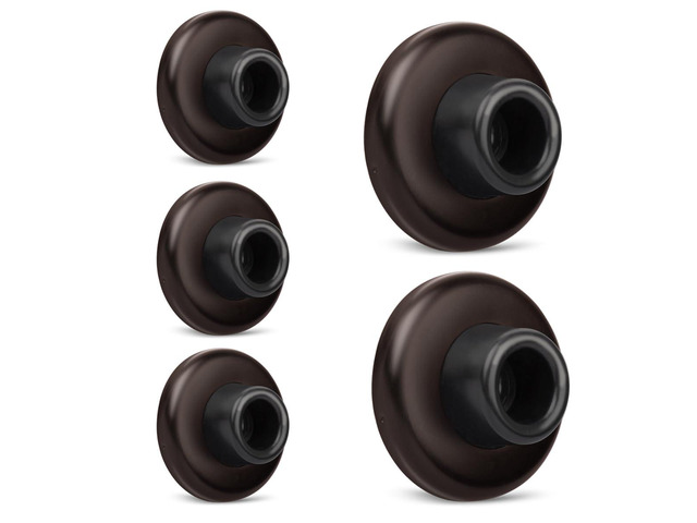5 Pack Concave Wall Door Bumper Stop Oil Rubbed Bronze 2-1/2 Outside Diameter Stainless Steel Cover with Bigger 1-1/4 Oil Rubbed Bronze Rubber...