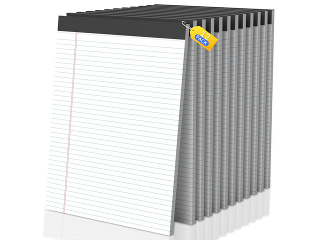 Legal Pads 8.5 X11.75, Narrow Ruled Notepads, 12 Pack White Legal Pads Tear Off Notepad, Perforated Writing Pad, Notebook Paper College Ruled,...