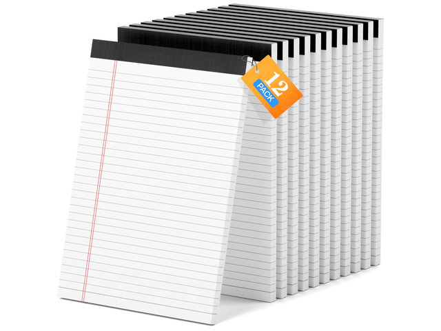 12 Pack of Legal Pads 8.5 x 11 Wide Ruled Writing Pads 8.5' x 11.75' Notepad 30 Sheets per White Legal Pad Clear Print Note Pads 8x11 Pads of Paper