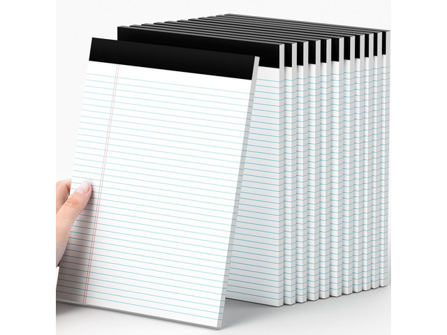 12 Pack of Legal Pads 8.5 x 11.75 College Ruled Notebook White Paper Note Pad Narrow Ruled 30 Sheets Notepads Perforated Writing Pad Clear Print...