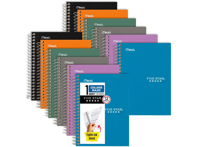 Personal Spiral Notebooks, 12 Pack, 1 Subject, College Ruled Paper, 7' x 4-3/8', Small Size, 100 Sheets, Amethyst Purple, Sedona Orange, Seaglass...