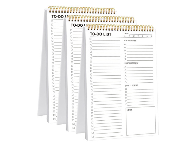 to Do List Notepad, 120 Pages 8.5x11' to Do List Notebook Undated Daily Planner Notepad with Task Checklist to Do and Note Organization (Pack of 3)