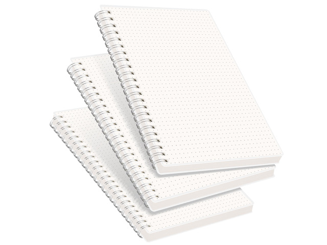 Dotted Journal Notebook, 160 Pages per Pack, A5 (5.7'' × 8.3'') 3-Pack, 100 GSM Thick Paper, Spiral-bound, Flexible Plastic Cover, for Journaling,...