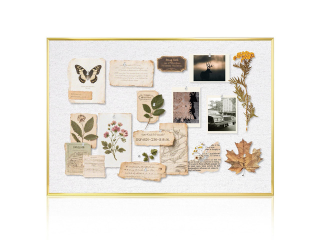 Linen Bulletin Board, 30'x20' Decorative Fabric Pin Board Vision Board Gold Aluminum Frame, Upgraded White Canvas Surface, Wall Mounted, for Home...