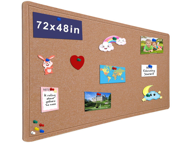 Large Bulletin Board 72' x 48' Felt Cork Board Pin Board, Ginger Yellow Cork Board Alternative for Wall, Foldable Self-Adhesive Vision Board Prayer...