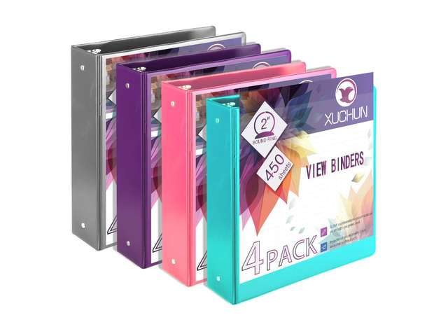 3 Ring Binders 2 Inch,Clear View Binder with 2 Pockets, Holds 450 Sheets 8.5x11 Inches Paper, Customizable Cover & Spine, Large Capacity Binders...