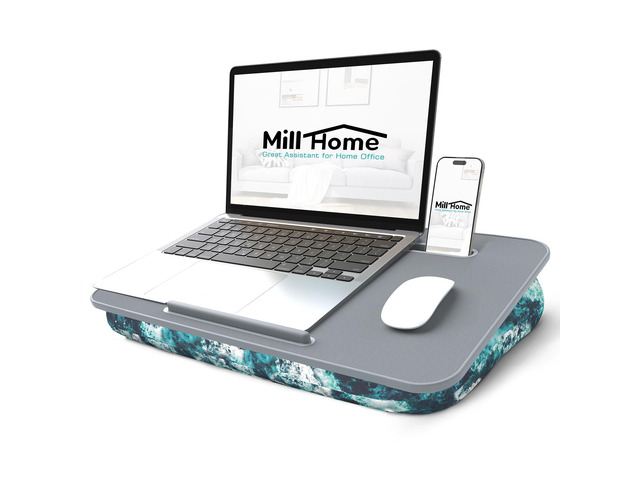 Lap Desk Portable Laptop Desk Fits Up to 15.6' Laptops Detachable & Washable, Phone Holder, Device Ledge for Writing, Working, Reading on Bed,...