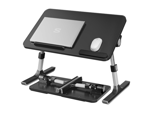 Bed Laptop Desk, Adjustable, 6 Heights, 20.5 x 11.8 Inches Portable Foldable Bed Table, for Bedroom and Living Room, Ink Black, ISLAND Collection...
