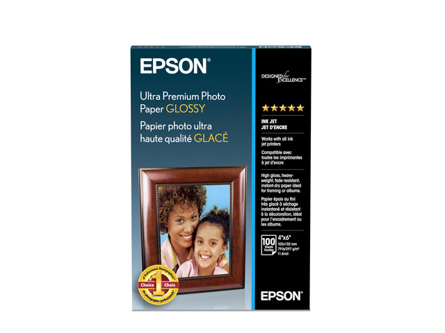 Ultra premium Photo Paper Glossy 4x6 100 sheets S042174 's heaviest consumer glossy paper delivers professional-quality, long-lasting photos worthy...