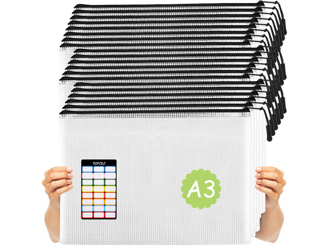 20pcs A3 17x12 Inch Mesh Zipper Pouches For Organizing Classroom And Storage, Extra Large Zipper Bags For Board Games And Puzzles