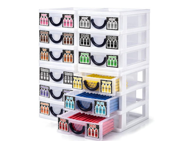 12 Pcs/ 4 Pack Plastic Crayon Organizer for Classroom Back to School Crayon Storage Boxes for Marker Pen Art Craft Supplies Crayons Drawer...