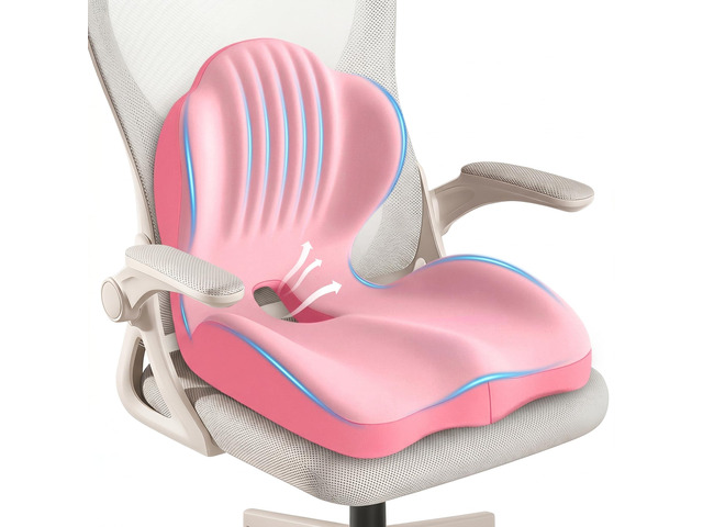 Ergonomic Lumbar & Seat Support Cushion 2-in-1 Memory Foam Cushion with Coccyx Hollow Design for Office Chair, Car Seat, Home Use - Relieves Back &...